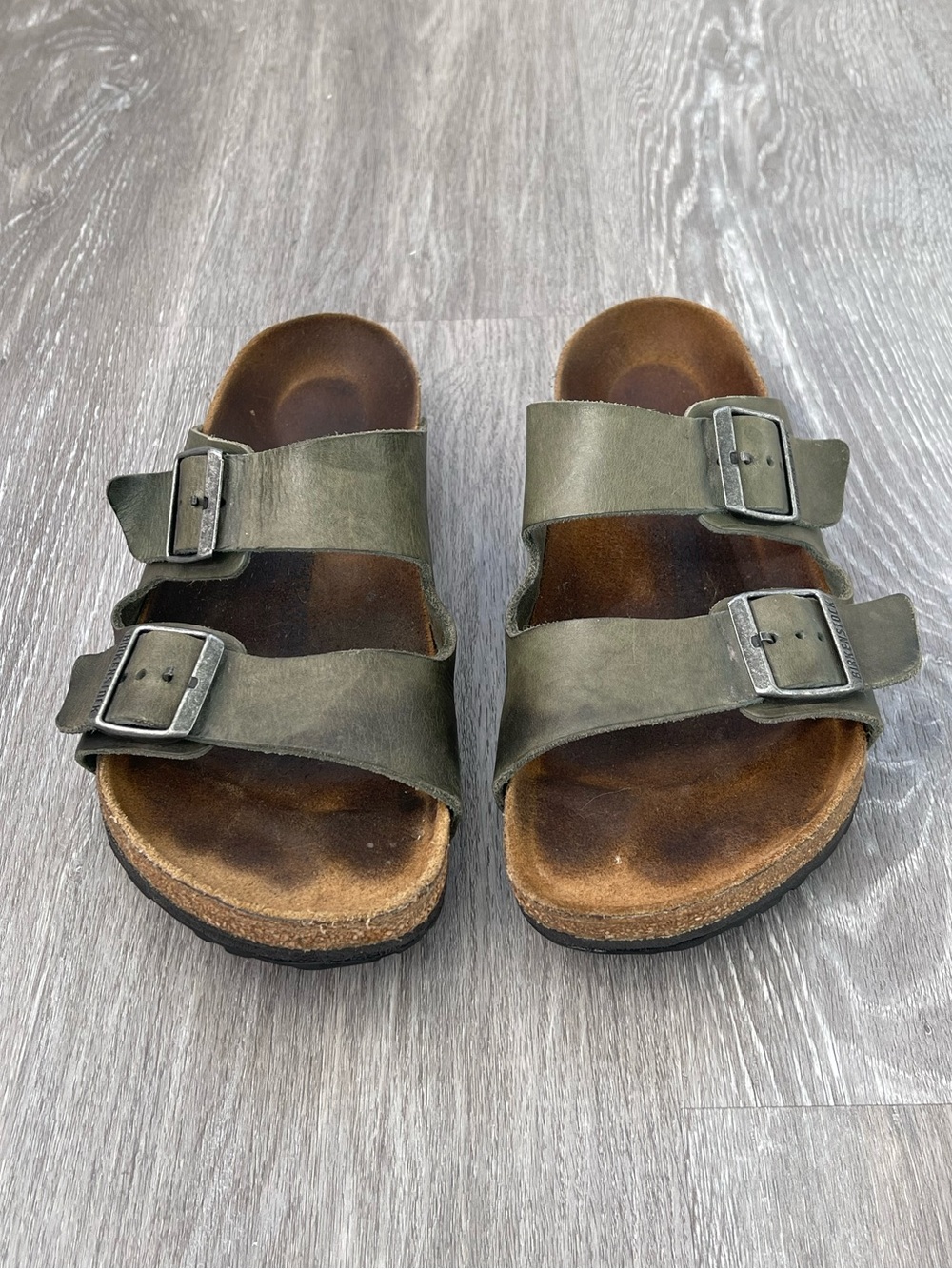 Birkenstock Arizona Green Leather Strap Sandals Size 41 (US 10-10.5)